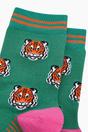 Green Tiger Faces Bamboo Socks in Green, Image 2 of 4