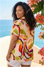 Green Curve Swirl Print Button Shirt, Image 3 of 4