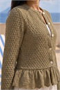 KHAKI Petite Broderie Hem Stretch Cardigan, Image 4 of 4