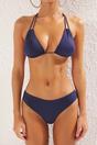 Navy WOVCOR Navy Triangle Bikini Set with Multi Strap Detail, Image 2 of 5