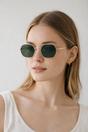 Gold Hexagon Metal Frame Sunglasses in Gold, Image 1 of 5