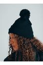 Dark Grey Knitted Pom Pom Beanie in Black, Image 2 of 7