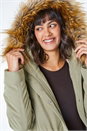 Sage Faux Fur Trim Padded Parka Coat , Image 1 of 5