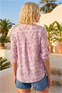 Pink Petite Burnout Print Button Shirt , Image 3 of 4