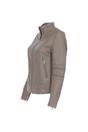 Taupe 'Lillian' Real Leather Biker Jacket, Image 2 of 4