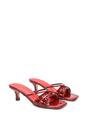 Red 'Claudia' Mid Heeled Sandal Slip On Mules With Square Toe, Image 4 of 6