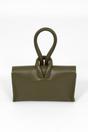 Khaki Sarta Khaki Italian Leather Wristlet Clutch Bag, Image 2 of 4
