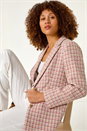 Pink Check Single Breasted Boucle Jacket, Image 1 of 5