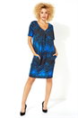 Royal Blue Abstract Print Cocoon Dress, Image 3 of 5