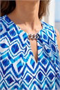 Blue Petite Aztec Print Chain Stretch Top, Image 4 of 4