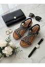 Black iKrush Black Violet Beaded Lattice Wedge Sandals, Image 5 of 8