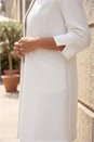 Ivory  3/4 Sleeve Textured Longline Jacket, Image 4 of 4