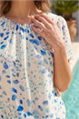 Blue Petite Abstract Spot Print Top , Image 4 of 4
