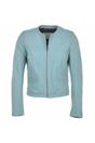 Sky Blue "Ethel" Real Leather Collarless Jacket, Image 1 of 3