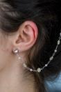 Gold Sunflower Tassel Pearl Long Dangle Ear Cuff, Image 1 of 2