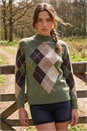 Khaki Petite Argyle Jumper, Image 1 of 4