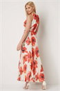 Red Poppy Pleat Maxi Dress, Image 3 of 4