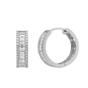 Silver Baguette Cubic Zirconia Sterling Silver Pave Hoop Earring, Image 1 of 6