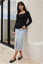 Black Square Neck Ribbed Knit Top, Image 2 of 4