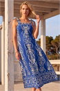 Royal Blue Abstract Midi Dress, Image 1 of 4