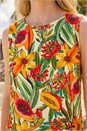 Green Floral Fruit Print Shell Top, Image 4 of 4