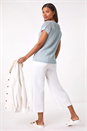 Light Blue  Double Layer Open Knit Top, Image 3 of 5