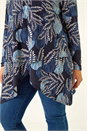 Navy  Curve Floral Print V-Neck Top, Image 5 of 5