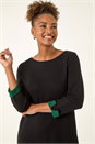 Forest  Contrast Sleeve Knitted Shift Dress, Image 4 of 5