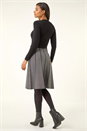Black Chevron Print Belted Jumper Dress, Image 3 of 5