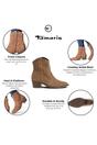 Camel Suede Leather Cowboy Western Ankle Boots, Image 3 of 8