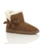 Tan AJVANI Tan Faux Fur Lined Ankle Boots Slippers, Image 1 of 6