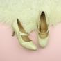 Gold Mid Heel Mary Jane Court Shoes, Image 4 of 6