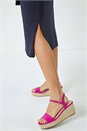 Navy  Ruffle Sleeve Belted Cotton Midi Dress, Image 5 of 5