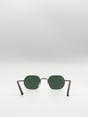 Gold Hexagon Metal Frame Sunglasses in Gold, Image 5 of 5