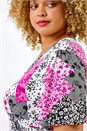 PINK Curve Patchwork Floral Midi Dress, Image 5 of 5