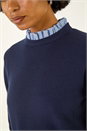 Navy  Stripe Mock Shirt Knit Jumper, Image 5 of 5