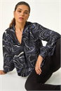 Grey Marble Foil V-Neck Top, Image 1 of 5