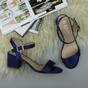 Navy Blue Mid Block Heel Buckle Strappy Sandals, Image 4 of 6