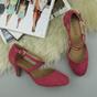 Coral AJVANI Coral Mid Heel Crossed Straps Court Shoes, Image 4 of 6
