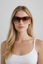 Brown SVNX Brown Vintage Rose Wrap Around Sunglasses In Brown, Image 3 of 6