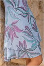 Blue Petite Leaf Print Layered Hem Dress, Image 4 of 4