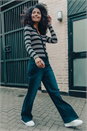 Stone Striped Zip Through Knitted Top, Image 7 of 10