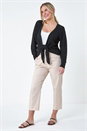 Black Petite Waterfall Front Cotton Knit Cardigan, Image 2 of 5