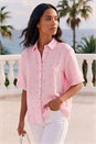 Light Pink Rhinestone Button Up Detail Collar Blouse, Image 1 of 4