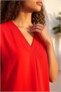 Red Petite V-Neck Tuck Front Top, Image 4 of 4