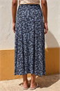 Black Flower Print Jersey Stretch Skirt, Image 3 of 4
