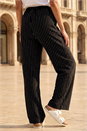 Black Petite Stripe Pull On Stretch Trouser, Image 3 of 4