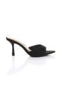 Black High Heel Pointed Peep Toe Sandals Mules, Image 2 of 4