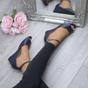Navy Blue AJVANI Navy Blue Mid Wedge Heel Ankle Strap Sandals, Image 5 of 6