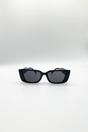 Black Rectangle Cateye Side Detail Sunglasses In Black/Gold, Image 1 of 5